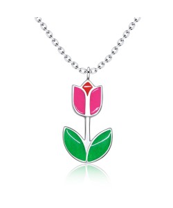 Pretty Tulip Silver Necklace SPE-3367 (FL1+FL3+FL4)